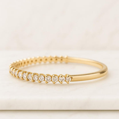 Round Cut Lab Grown Diamond Open Gap Band Moissanite Stacking Band For Engagement Gift