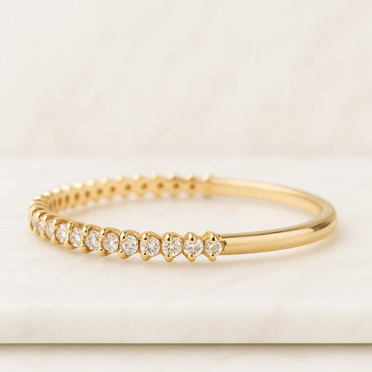 Round Cut Lab Grown Diamond Open Gap Band Moissanite Stacking Band For Engagement Gift