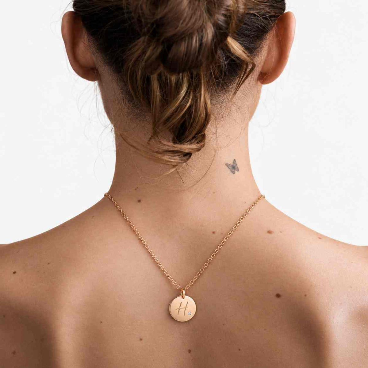 round cut lab grown diamond padlock initial necklace / ef-vs diamond 14k solid gold necklace / personalized necklace for engagement gift
