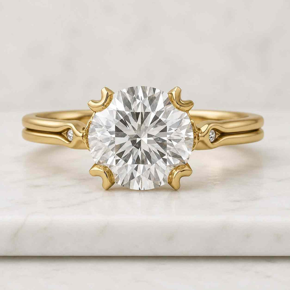 Round Cut Lab Grown Diamond Ring, Bypass Setting Toi Et Moi Engagement Ring, Anniversary Ring For Her
