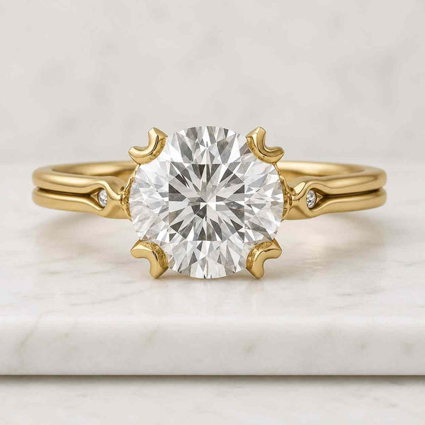 Round Cut Lab Grown Diamond Ring, Bypass Setting Toi Et Moi Engagement Ring, Anniversary Ring For Her
