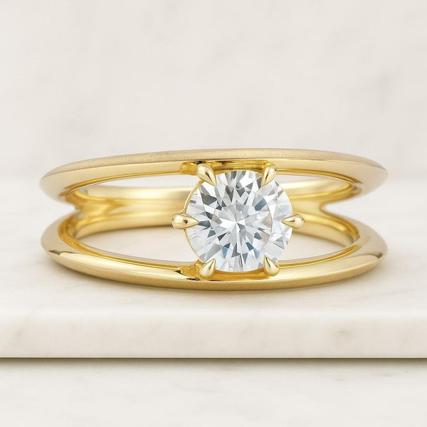 Round Cut Lab Grown Diamond Solitaire Engagement Ring 2.00ct Radiant Cut Diamond Split Shank Ring IGI Certified Proposal Ring