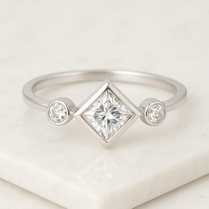 Round Cut Lab Grown Diamond Solitaire Ring 1 to 3 CT Lab Diamond Engagement Ring Round Lab Grown Diamond Ring Halo Engagement Ring Double Row Pave Set