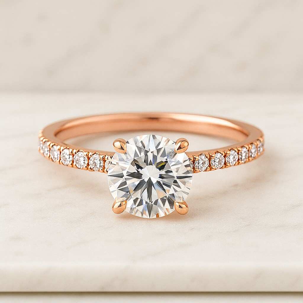 Round Cut Lab Grown Diamond Solitaire Ring Engagement Ring, round CVD Diamond