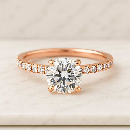 Round Cut Lab Grown Diamond Solitaire Ring Engagement Ring, round CVD Diamond