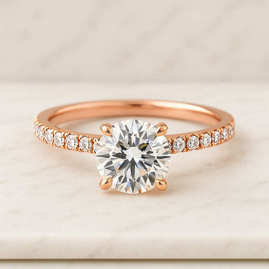 Round Cut Lab Grown Diamond Solitaire Ring Engagement Ring, round CVD Diamond