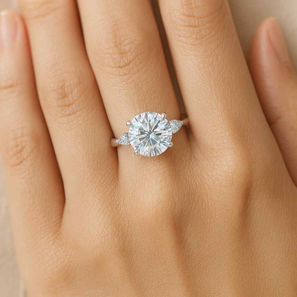 Round Cut Lab Grown Diamond Solitaire Ring Lab Diamond Engagement Ring 6 Prong Set Round Diamond Wedding Ring