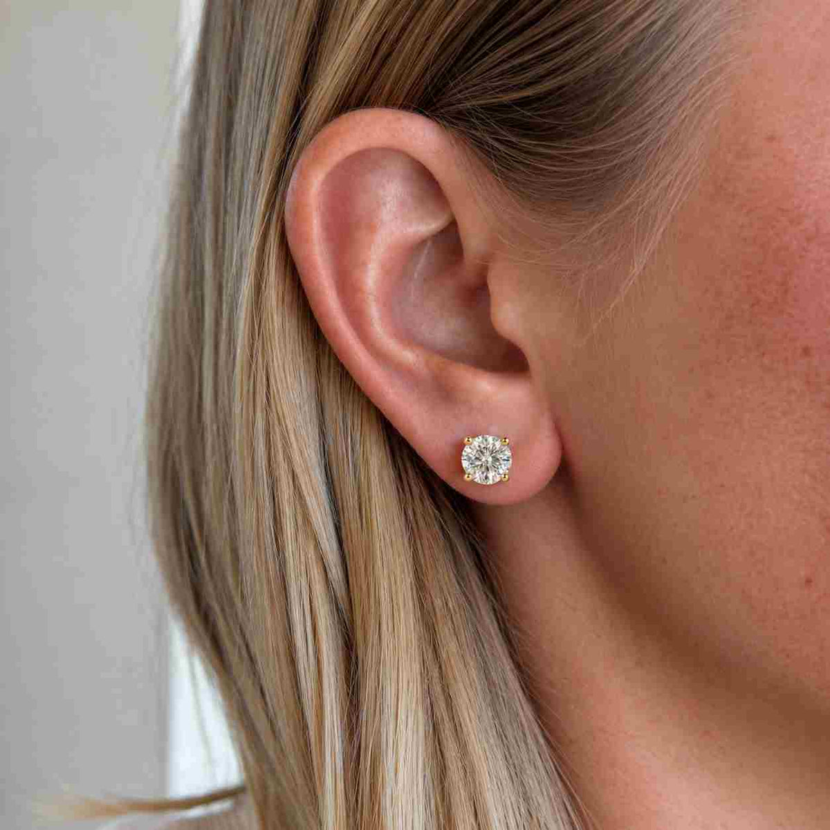 round cut lab grown diamond stud earrings / 0.50 to 5.00 tcw solitaire diamond stud earrings / cvd diamond everyday earrings for her
