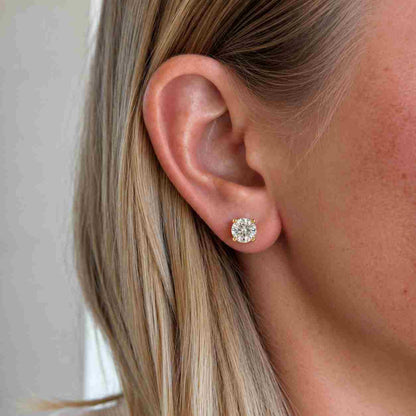 Round Cut Lab Grown Diamond Stud Earrings / 0.50 To 5.00 TCW Solitaire Diamond Stud Earrings / CVD Diamond Everyday Earrings For Her
