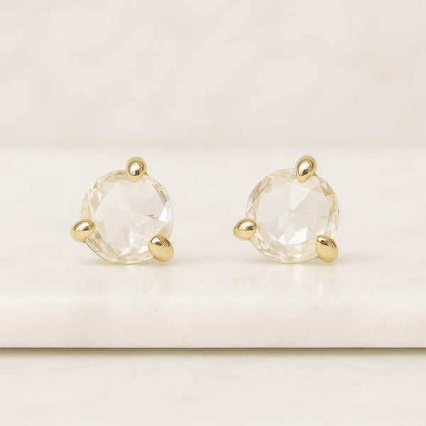 Round Cut Lab Grown Diamond Stud Earrings 10K White Gold Screwback