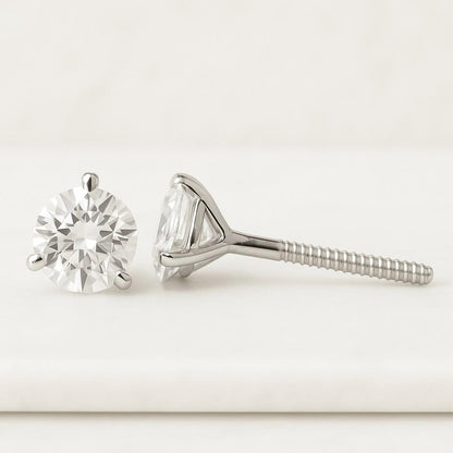 Round Cut Lab Grown Diamond Stud Earrings Minimalist Earrings Available In Various Sizes