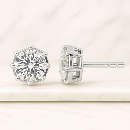 Round Cut Lab Grown Diamond Stud Earrings Minimalist Earrings Available In Various Sizes