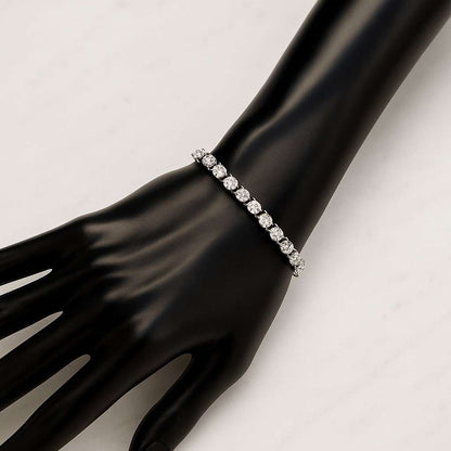 Round Cut Lab Grown Diamond Tennis Bracelet 14K White Gold Bezel Set Bracelet