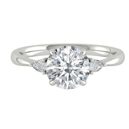 Round Cut Lab Grown Diamond Three Stone Solitaire Engagement Ring