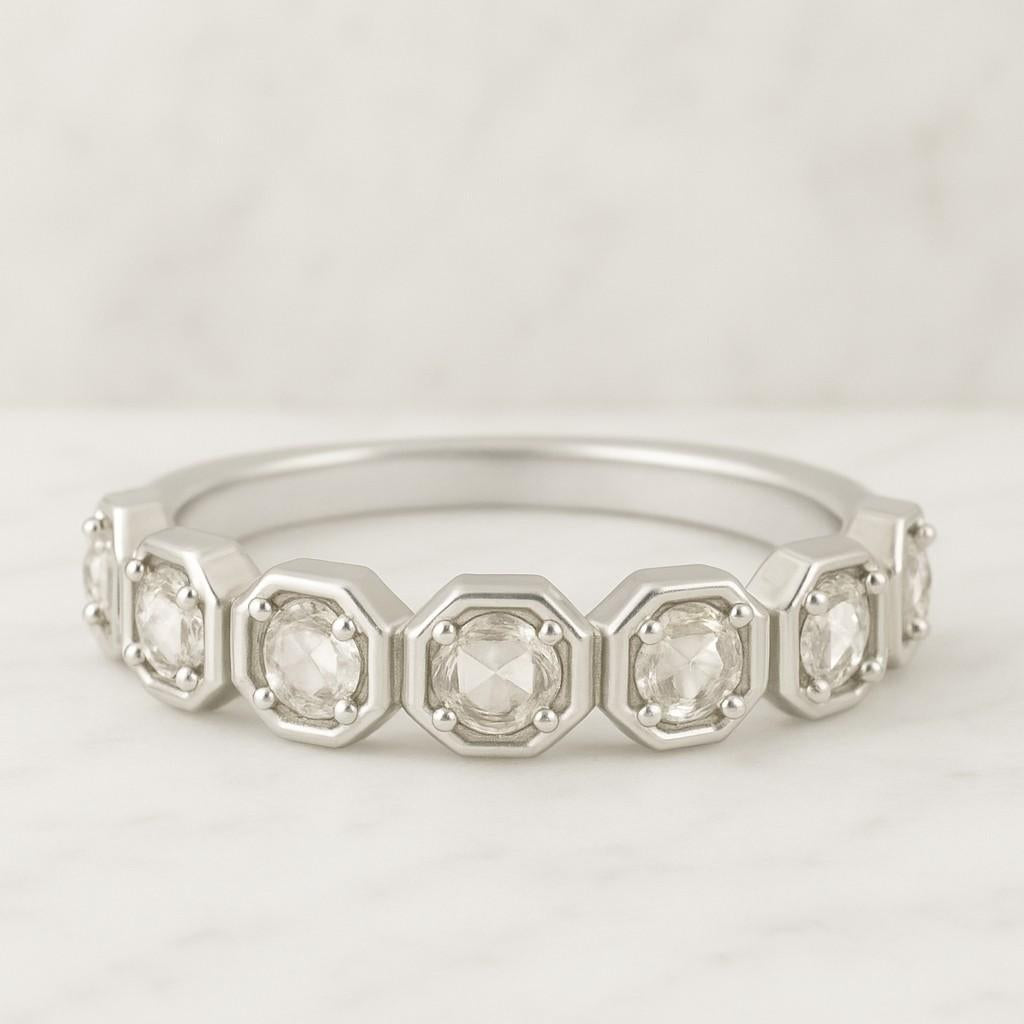 Round Cut Lab Grown Diamond Wedding Band  Flush Set Three Stone Diamond Band