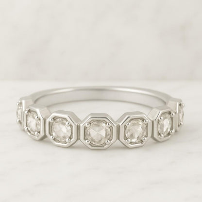 Round Cut Lab Grown Diamond Wedding Band  Flush Set Three Stone Diamond Band