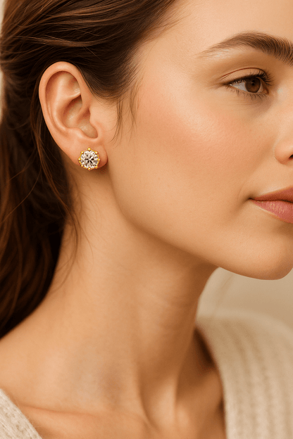 14k Gold Toi et moi Pear & Round Lab Grown Diamond Stud, Lab Diamond Stud Earrings, Wedding Gift, Anniversary Gift, Diamond Studs For Woman