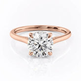 Round Cut Lab Grown Engagement Ring With Hidden Halo