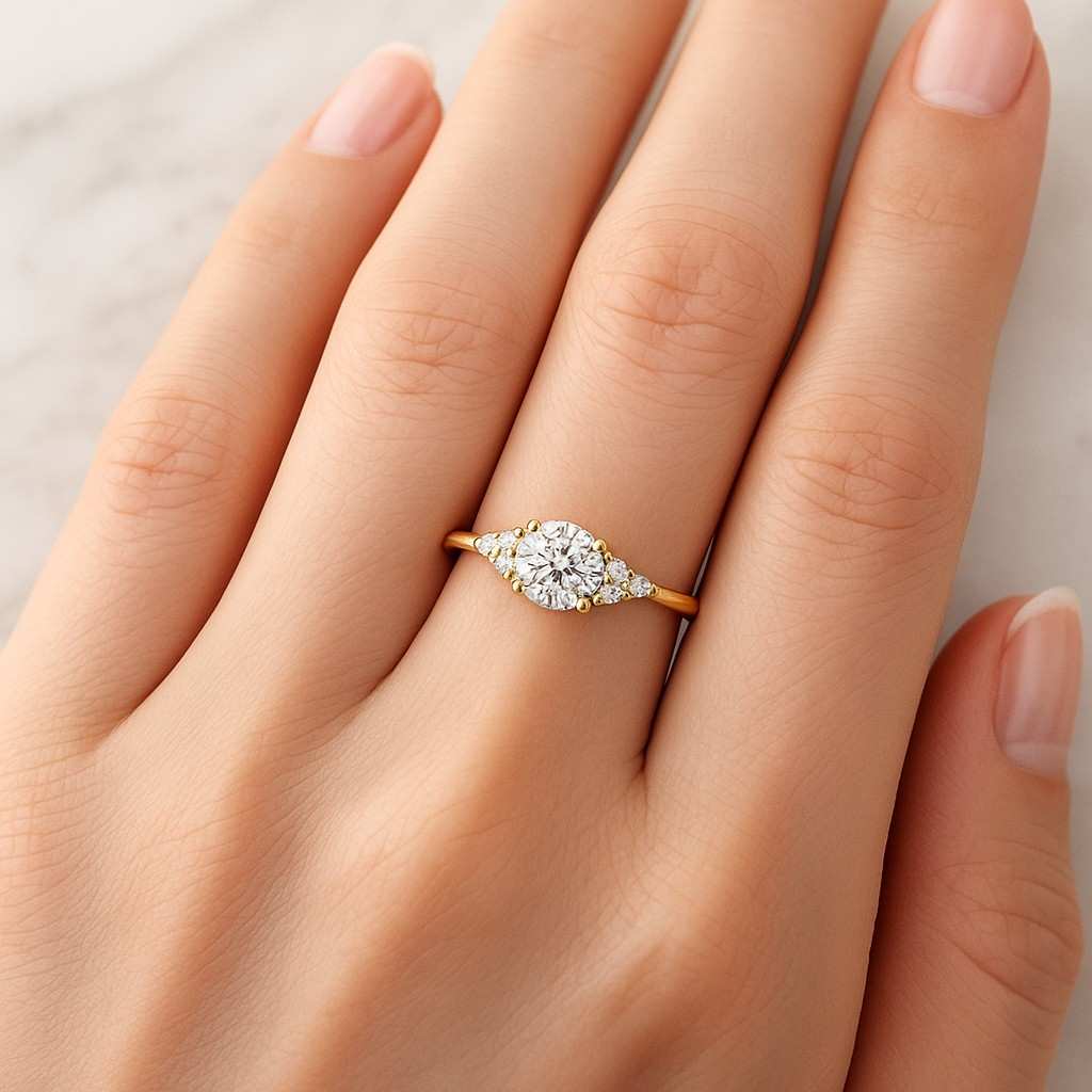 round cut lab grown engagement ring lab diamond certified nature inspired ring
