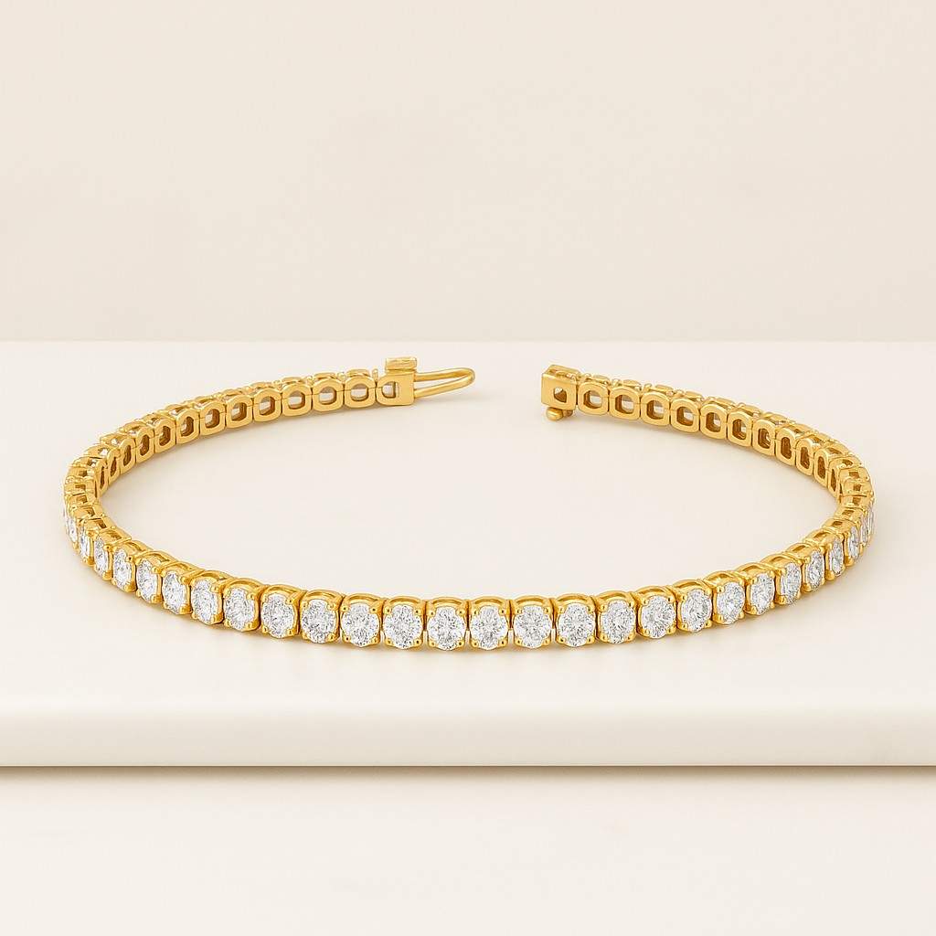 Round Cut Moissanite Diamond Bracelet Bezel Set Diamond Proposal Bracelet