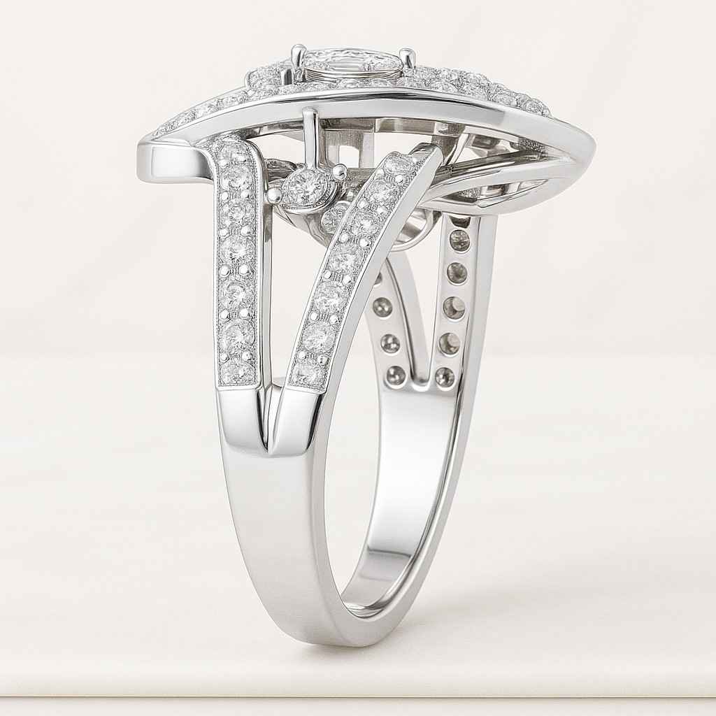 Round Cut Moissanite Diamond Engagement Ring Art Deco Style Lab Grown Diamond Anniversary Propose Ring Gift For Her Bridal Wedding