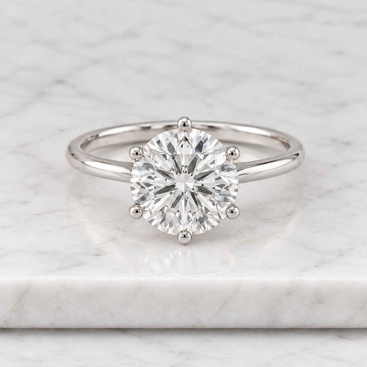 Round Cut Solitaire Moissanite Engagement Ring 1