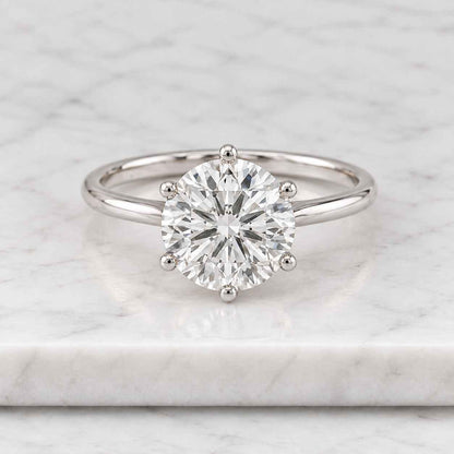 Round Cut Solitaire Moissanite Engagement Ring 1