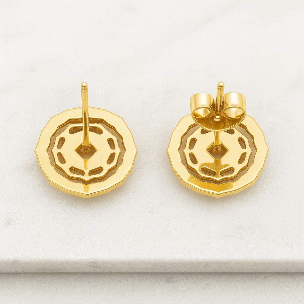 Round Cut Moissanite Stud Earrings 14K Gold Classic Solitaire Earrings for Women