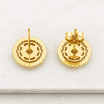 Round Cut Moissanite Stud Earrings 14K Gold Classic Solitaire Earrings for Women