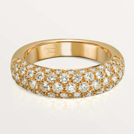 Round Cut Moissanite Wedding Band For Birthday