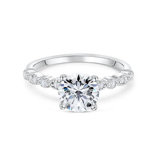 Round Cut Prong Set Half Eternity Diamond Ring