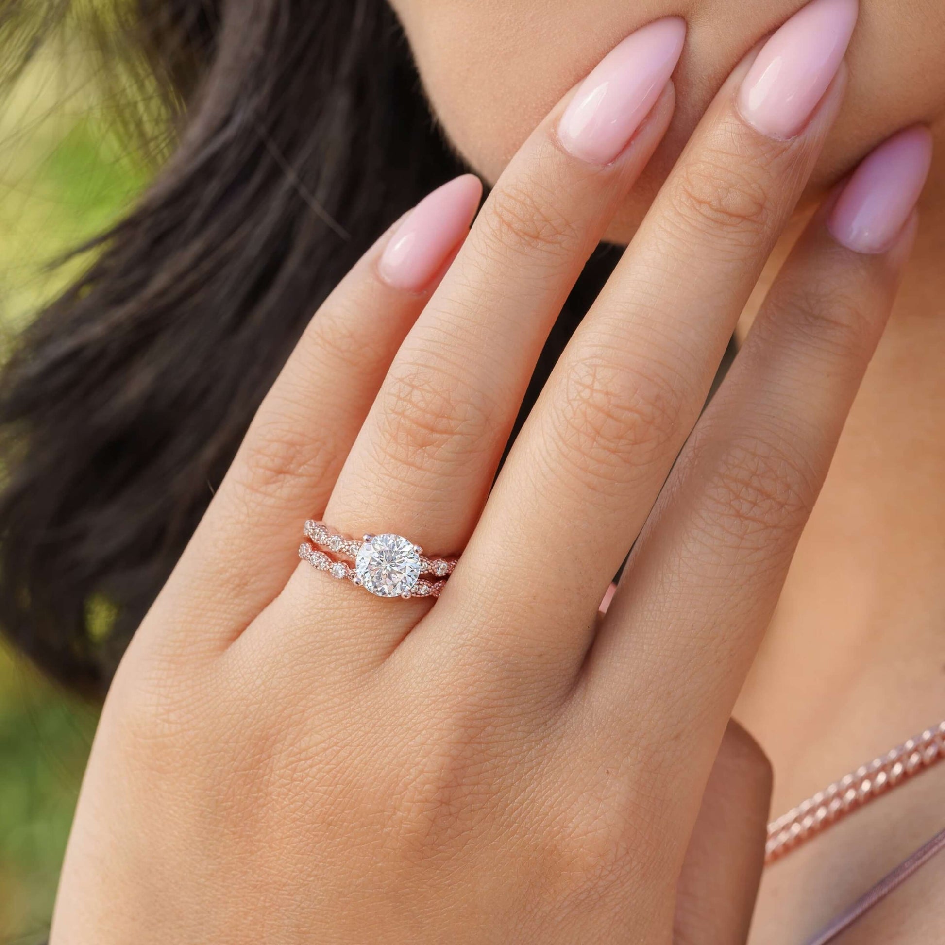 Round Cut Prong Set Half Eternity Diamond Ring For Gf