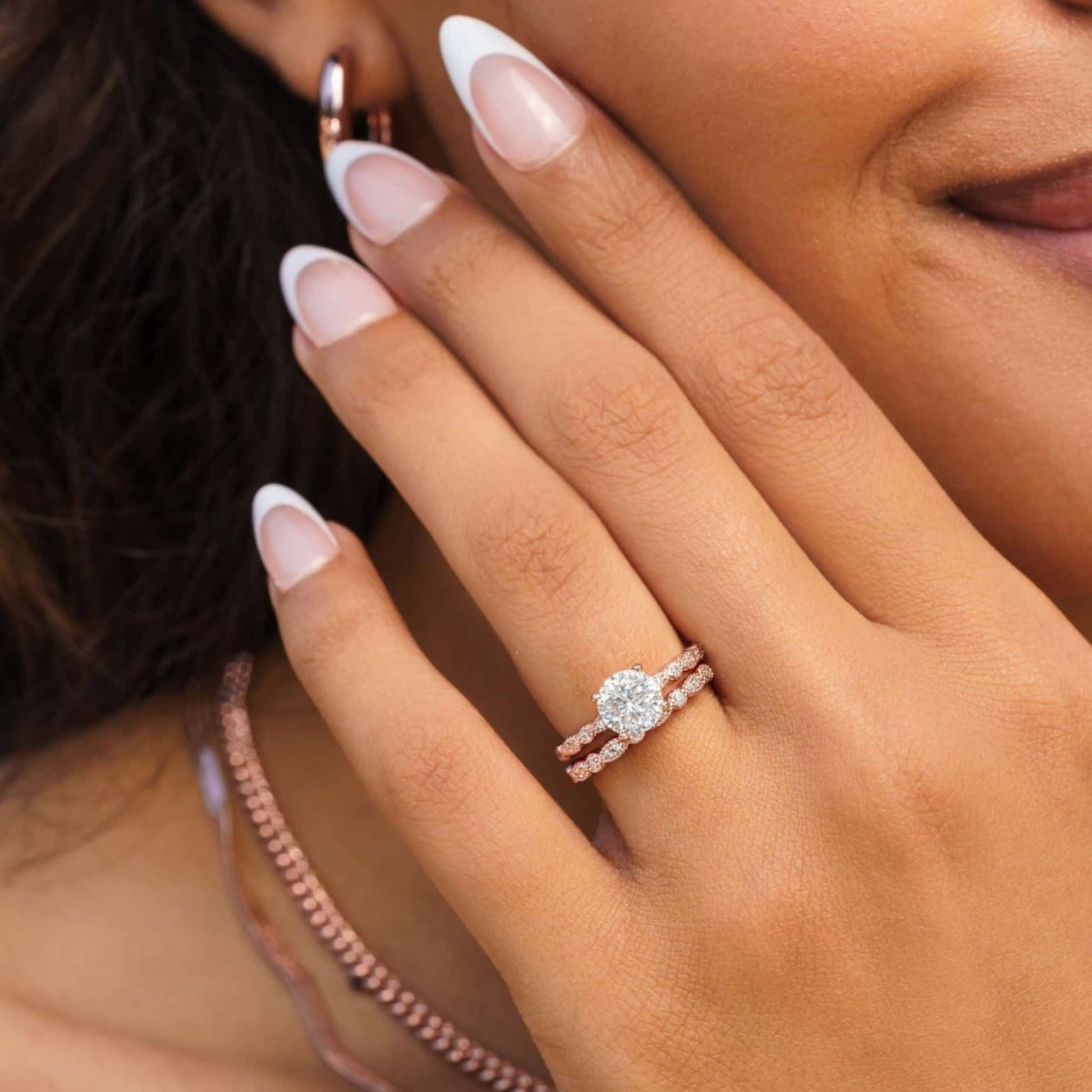 Round Cut Prong Set Half Eternity Diamond Ring For Mom