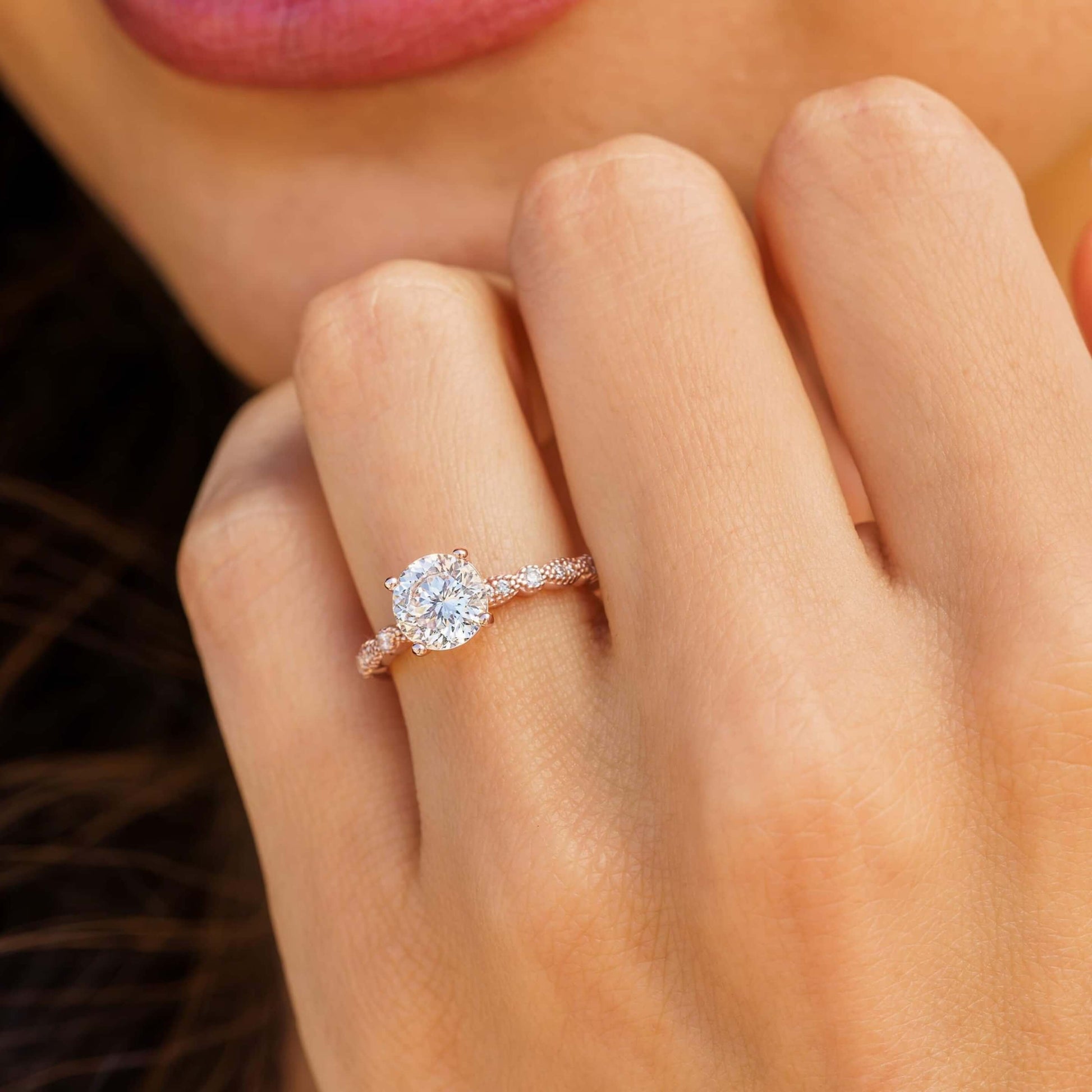 Round Cut Prong Set Half Eternity Diamond Ring For New Mom