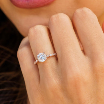 Round Cut Prong Set Half Eternity Diamond Ring For New Mom