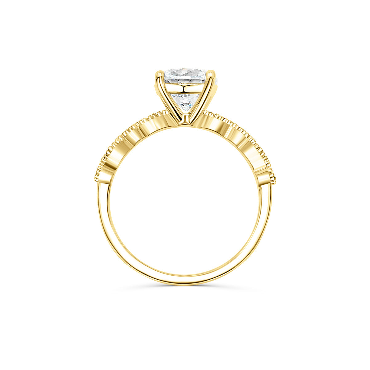 Round Cut Prong Set Half Eternity Diamond Ring In 18k Gold