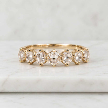 Round Cut Seven Stone Anniversary Band Seven Diamond Anniversary Ring Small Diamond Stacking Ring Graduating Diamond Ring White Yellow Rose
