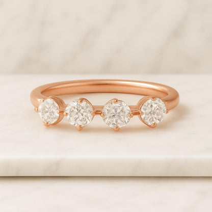 Round Cut Simulated Diamonds Wedding Ring Baguette Cut Moissanite Wedding Band