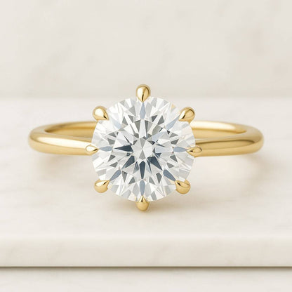 Round Cut Solitaire Diamond Engagement Ring  1-2 Carat Engagement Ring 4-Prong, plain band Solitaire Ring Anniversary Bridal Gift