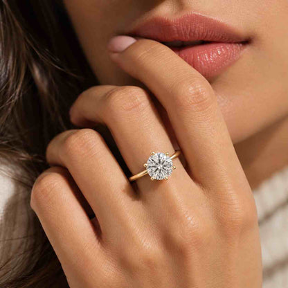 Round Cut Solitaire Moissanite Engagement Ring 1