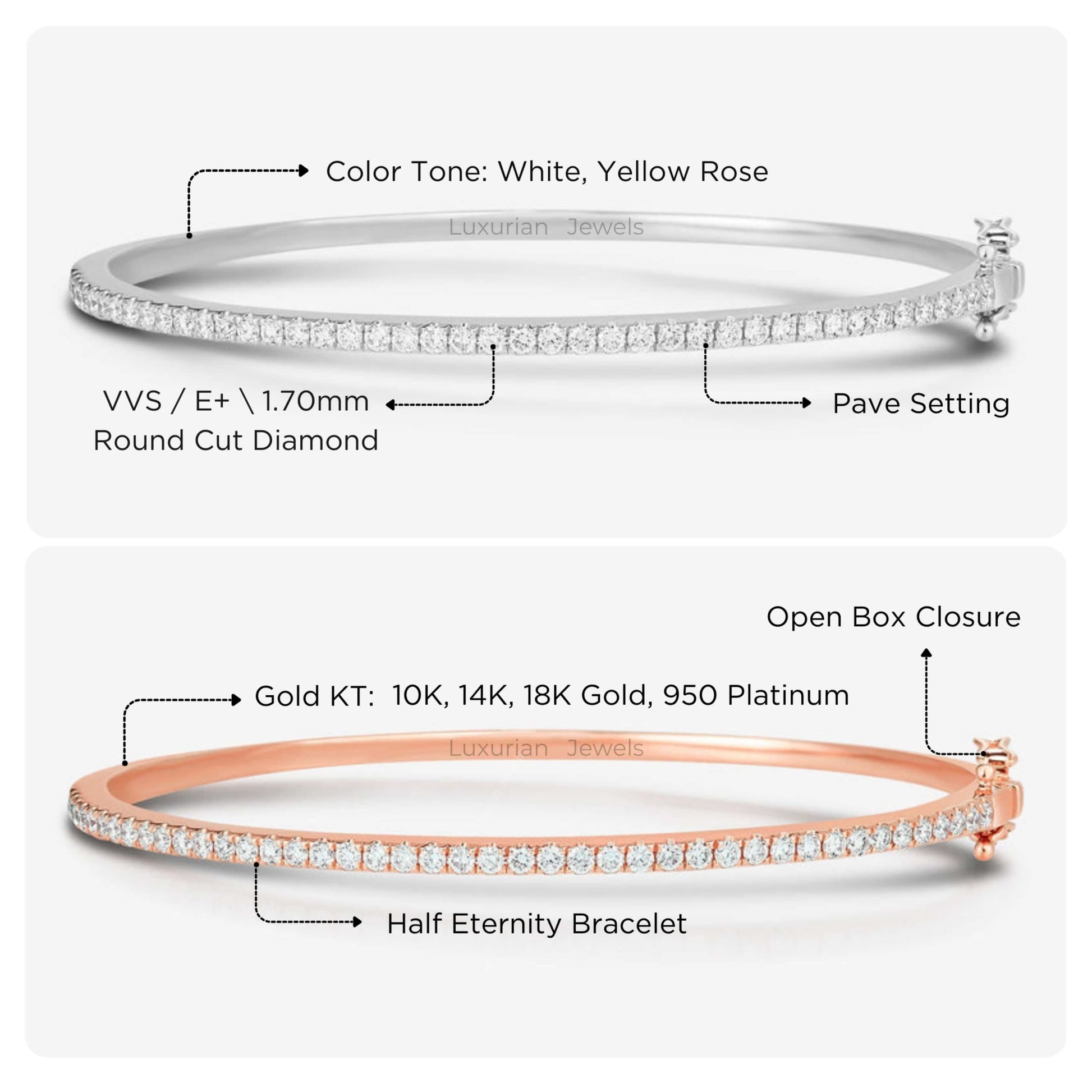 Round Cut Stackable Proposal Tennis Bracelets For Her