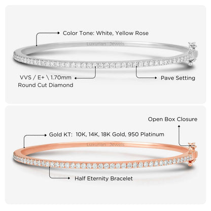Round Cut Stackable Proposal Tennis Bracelets For Her