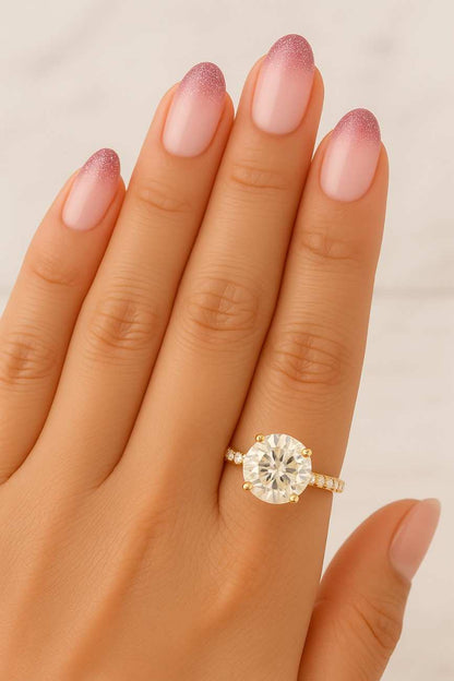 Round Diamond Bridal Set Stacked Anniversary Ring Set Gift Enhancer Wedding Set Gift