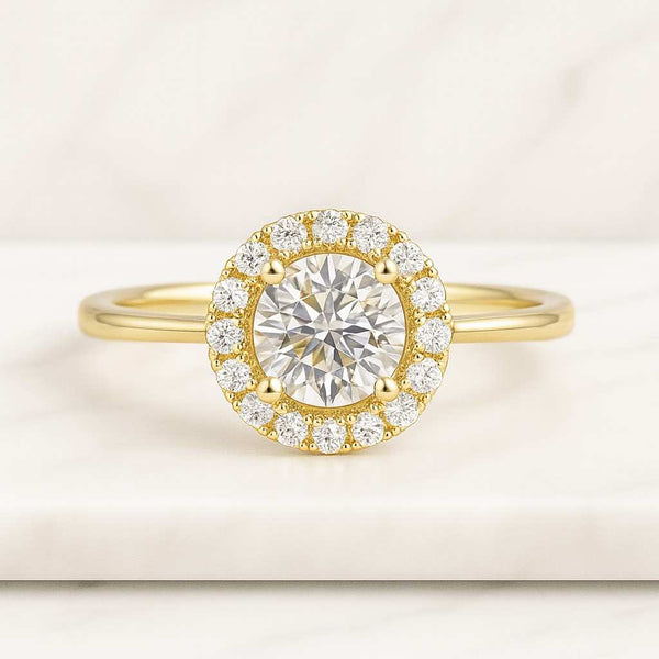 Round Diamond Cluster Anniversary Gift Minimalist Proposal Ring