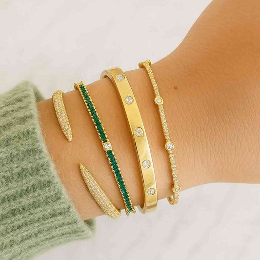 Round Diamond Daily Wear Bangle 14K Solid Gold Bangle Conflict Free Diamond Wedding Bangle