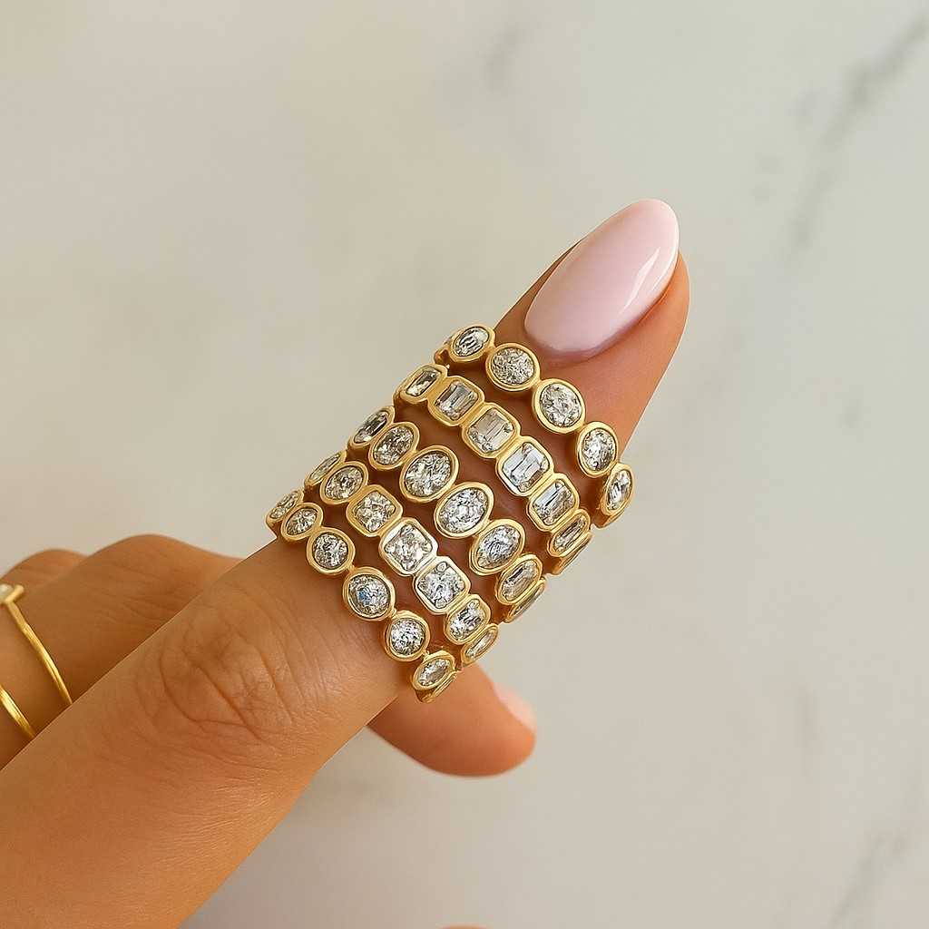 Round Diamond Engagement Ring 5 Diamond Anniversary Ring Real Lab Grown Diamond Ring Six Prong Setting Tapered Band Ring Anniversary Gifts
