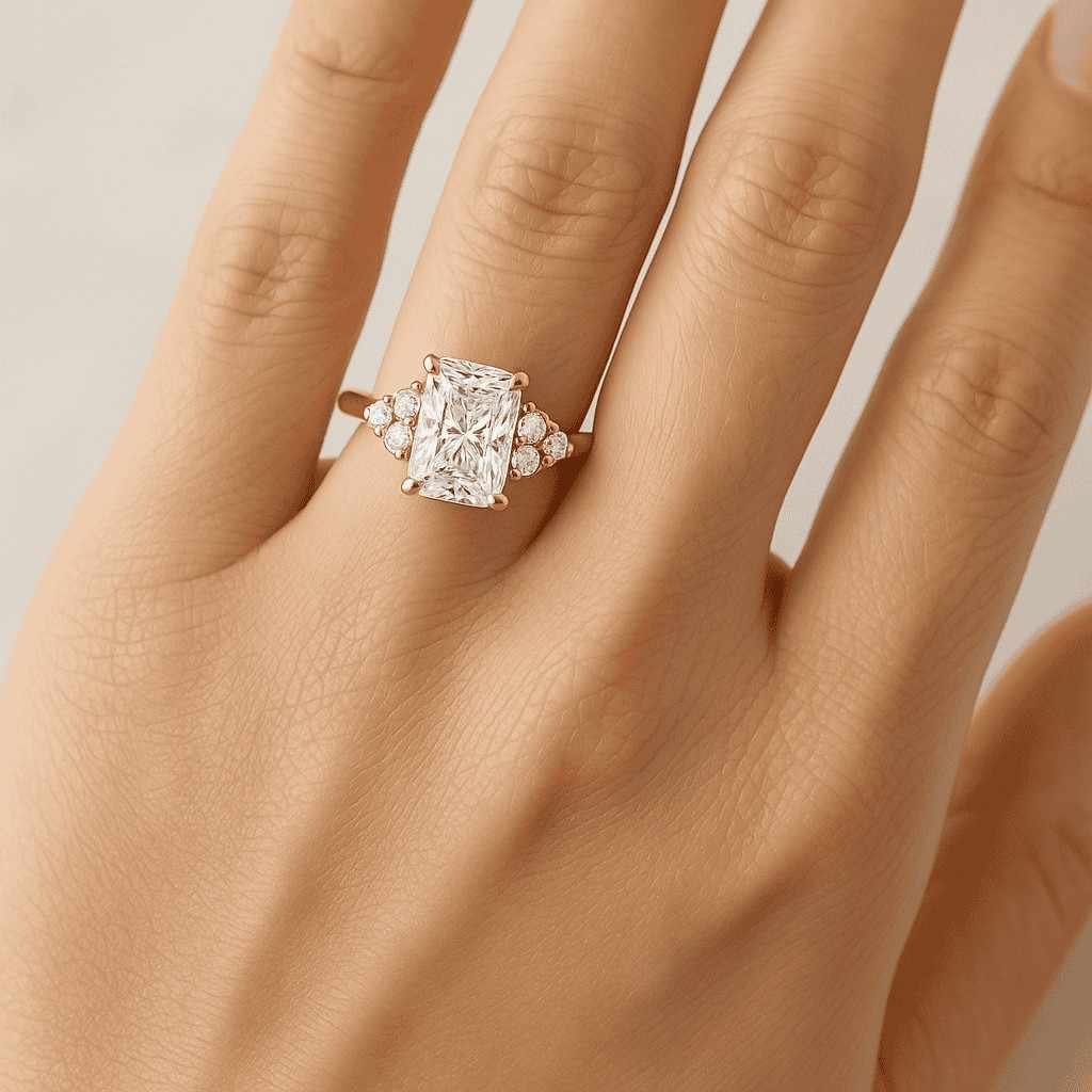 round diamond engagement ring pave set side stone round ring round diamond ring lab grown diamond ring wedding anniversary gifts for wife