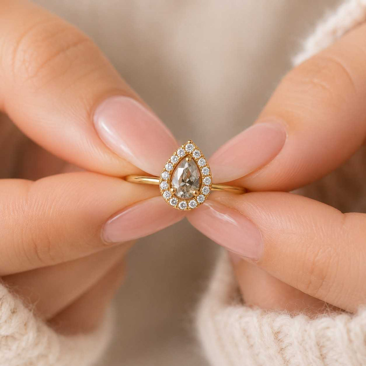 round diamond engagement ring twisted halo anniversary ring pave setting proposal ring for her genuine lab grown diamond ring igi certified
