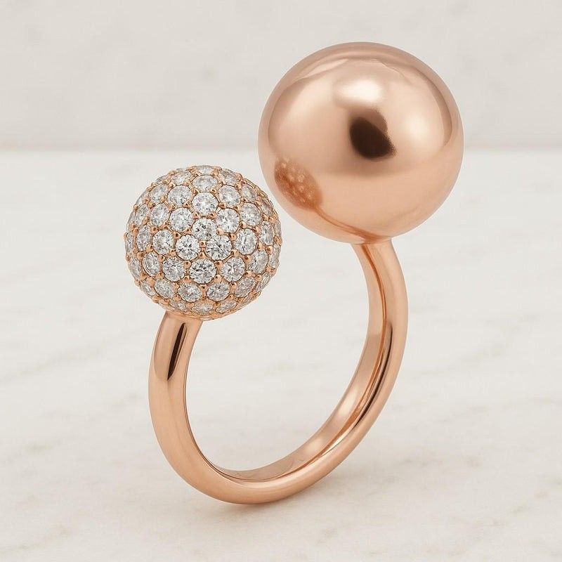 Round Diamond Engagement Rings Pave Set Side Stone Round Ring 