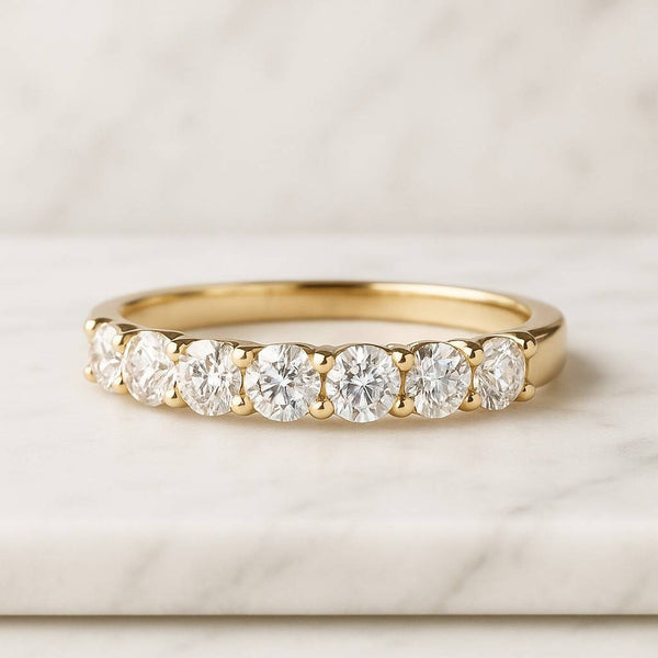 Round Diamond Half Eternity Dainty Lab Grown Wedding Band Engagement Ring Stack